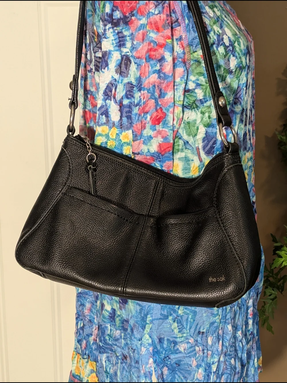 The Sak Black Pebbled Leather Hobo Shoulder Bag